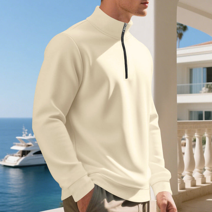 Herren sportlicher Pullover mit halbem Reißverschluss und atmungsaktiver Struktur Echoarchiv