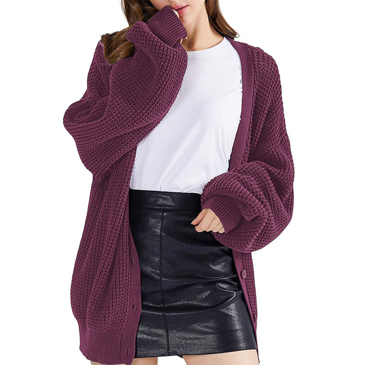 Damen nan Oversize Strickcardigan mit Ballonärmeln und großzügiger Knopfleiste Echo Archiv