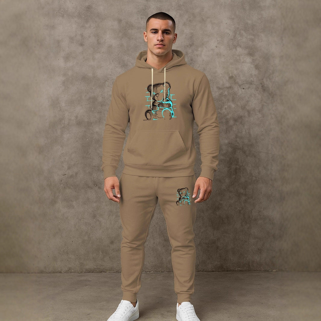 Herren bequemer Hoodie und Jogginghose Set mit einzigartigem Grafikdruck Echoarchiv