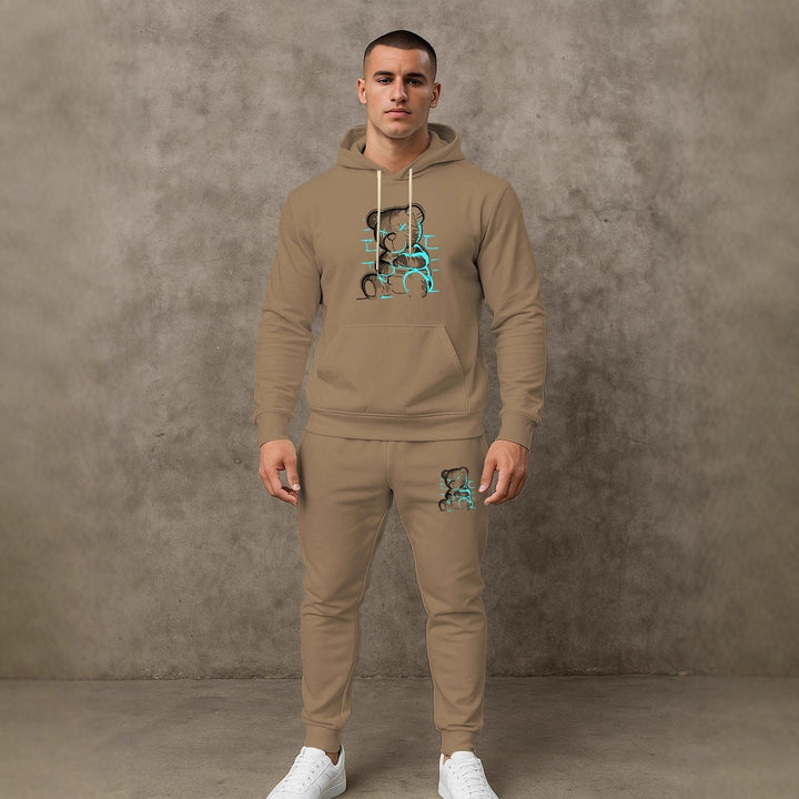 Herren bequemer Hoodie und Jogginghose Set mit einzigartigem Grafikdruck Echoarchiv