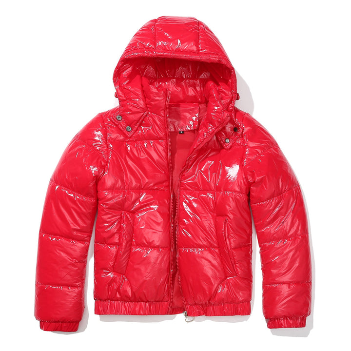 Damen glänzende Steppjacke mit abnehmbarer Kapuze Echoarchiv