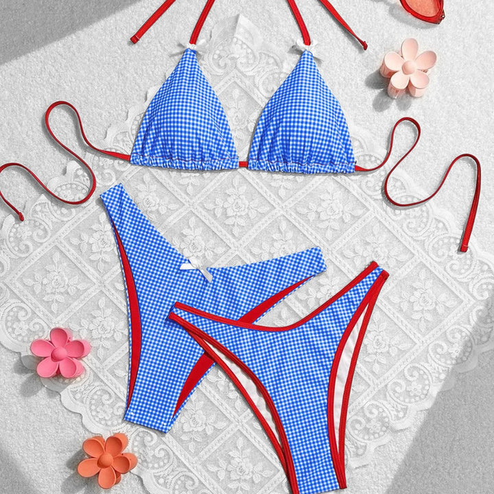 Damen Triangel-Bikini im karierter Schnitt Echo Archiv