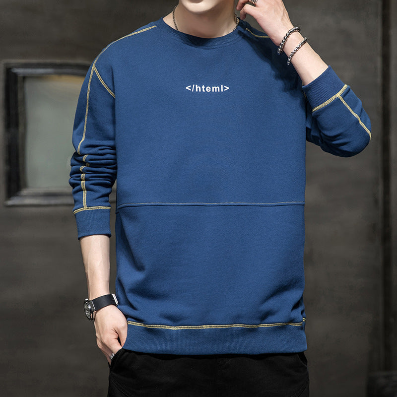 Herren lockeres Oversize‑Sweatshirt mit Kontrastnähten und Code‑Print Echoarchiv