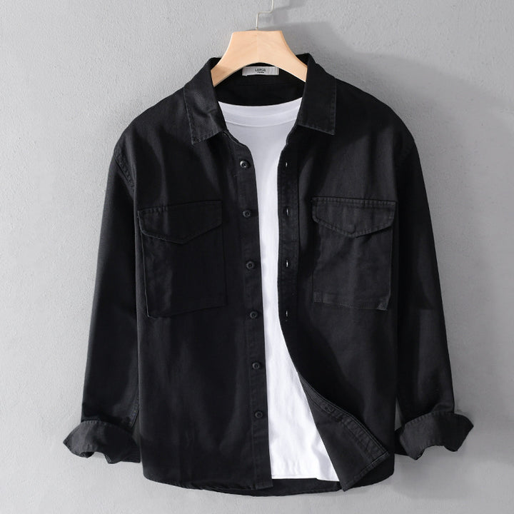 Herren Robustem Baumwoll-Twill Overshirt mit aufgesetzten Brusttaschen und Relaxed-Fit Echoarchiv