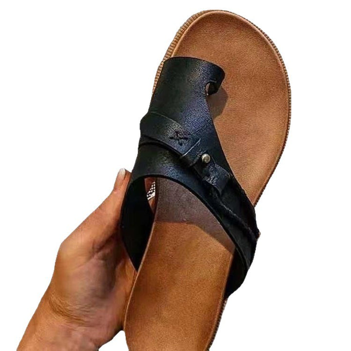 Damen Zehensteg-Sandale mit verstellbarem Riemen und ergonomischem Fußbett – Sorelia