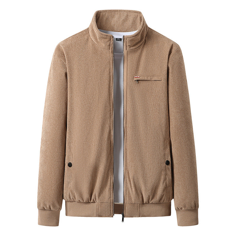 Herren Nano Hochwertige Cord-Jacke mit Teddy-Innenfutter, Stehkragen und Brustreißverschluss – Taviero