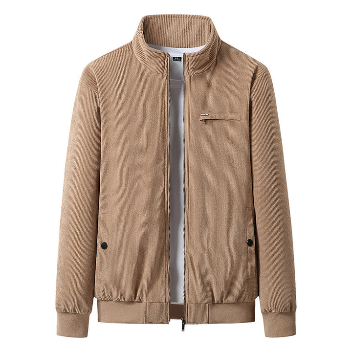 Herren Nano Hochwertige Cord-Jacke mit Teddy-Innenfutter, Stehkragen und Brustreißverschluss – Taviero