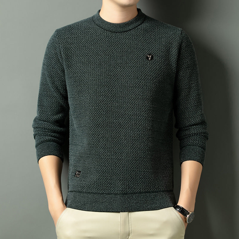 Herren Strukturierter Pullover mit Rundhalsausschnitt und hochwertiger Stricktextur Echoarchiv