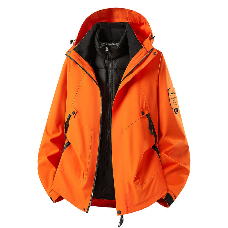 Herren Zwei-in-eins Wetterschutzjacke mit abnehmbarer Steppweste und verstellbarer Kapuze Echoarchiv