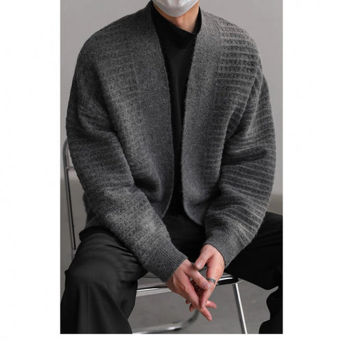 Herren lässiger Strickcardigan mit modernem Design und strukturierter Oberfläche Echoarchiv