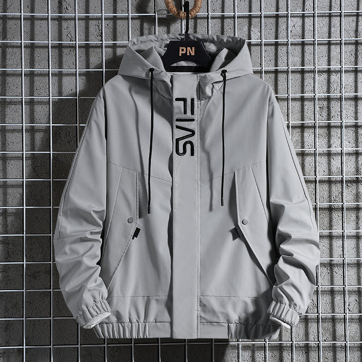 Herren Kapuzen-Utility-Fieldjacke mit verdeckter Zip-Front und verstellbarem Kordelzug – Taviero