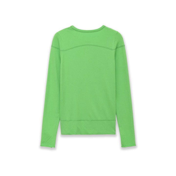 Damen Feiner Langarm-Strickpullover mit Rundhalsausschnitt und Flatlock‑Naht Echoarchiv