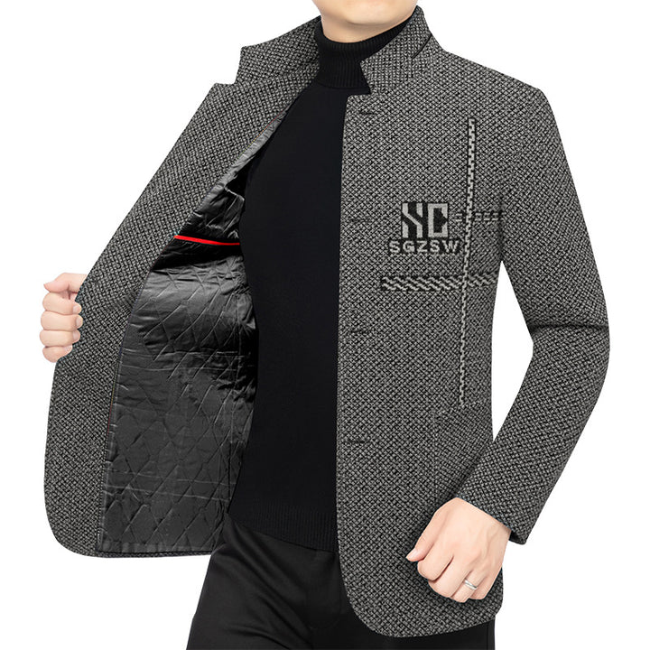 Herren Sakko-Cardigan mit wärmender Teddyfutter und Stehkragen – Taviero