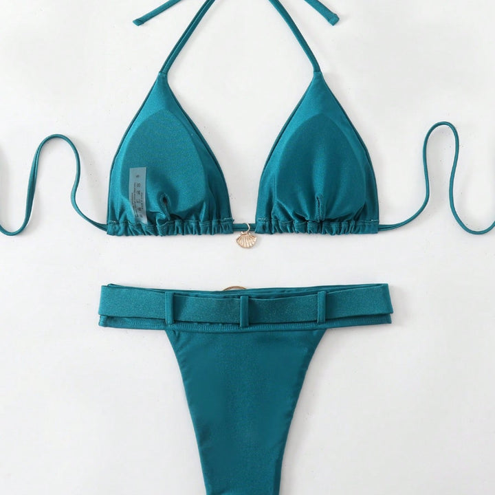 Damen Hochgeschnittener Bikini mit dekorativem Gürtel Echo Archiv