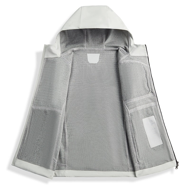 Herren Technische Softshell‑Regenjacke mit wasserdichter Membran, verschweißten Nähten & Kapuze Echoarchiv