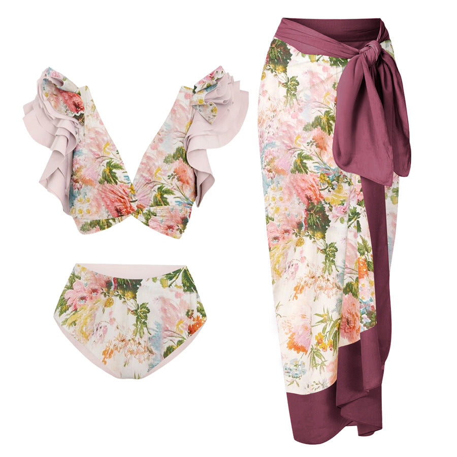 Damen Badeanzug mit floralem Design und schicker Wickelhose Echo Archiv