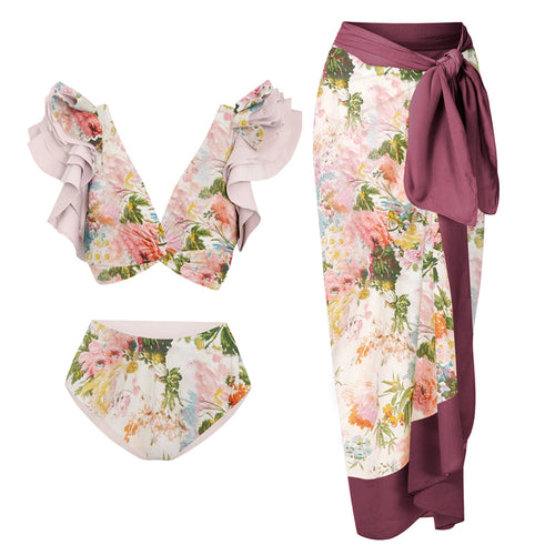 Damen Badeanzug mit floralem Design und schicker Wickelhose Echo Archiv