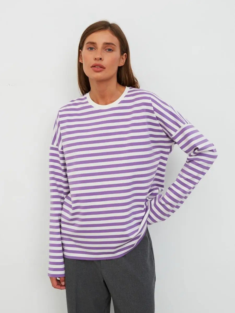 Damen Lässiges gestreiftes Langarmshirt Echo Archiv
