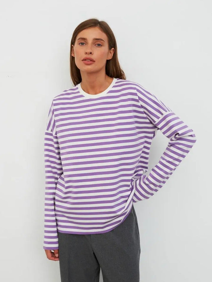 Damen Lässiges gestreiftes Langarmshirt Echo Archiv