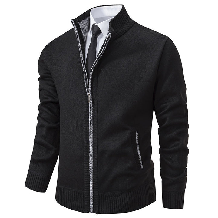 Herren sportliche Strickjacke mit Stehkragen und Reißverschluss Echoarchiv