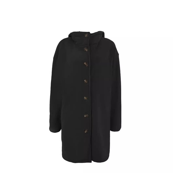Damen Oversize Teddy-Mantel mit Knopfleiste und großem Revers Echoarchiv