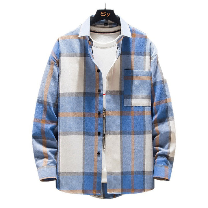 Herren nan kariertes Overshirt aus schwerem Flanell mit Brusttasche und lässigem Schnitt Echo Archiv