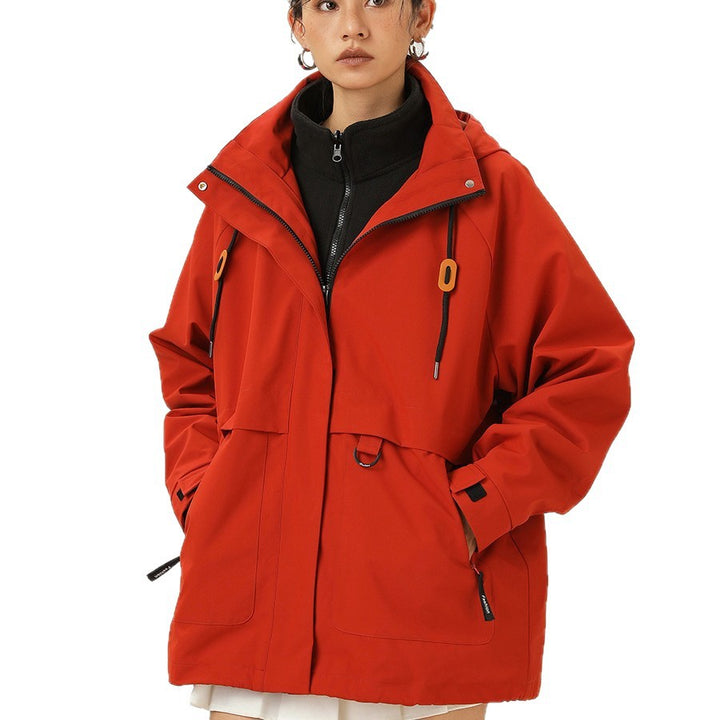Damen Kapuzen-Utility-Parka mit wasserdichter Membran, großen Fronttaschen & verstellbarem Saum Echo Archiv