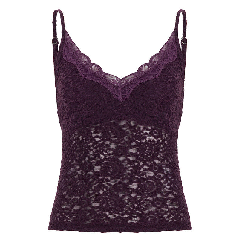 Damen Spitzen-Cami-Top mit verstellbaren Trägern und V-Ausschnitt Echo Archiv