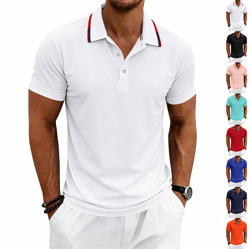 Herren nan tailliertes Kurzarm-Poloshirt mit Kontrastkragen aus atmungsaktivem Piqué Echo Archiv
