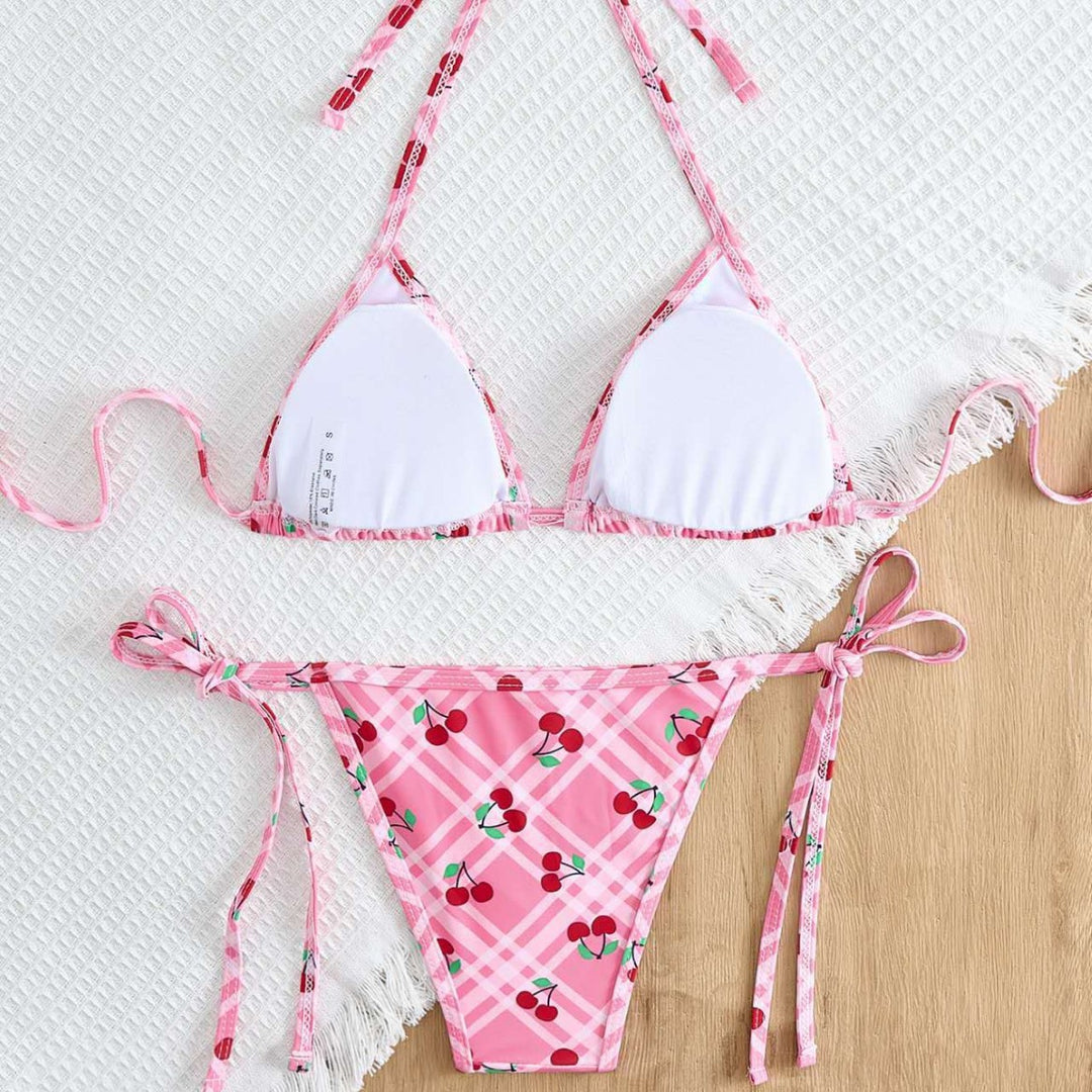 Damen Triangel-Bikini mit frischem Kirschmotiv Echo Archiv