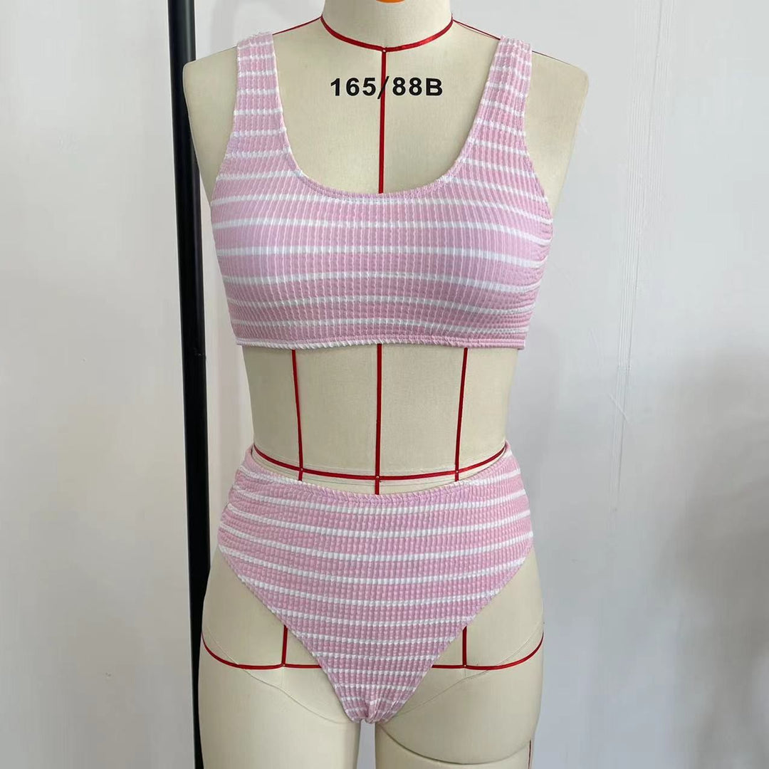 Damen High-Waist Bikini-Set mit modischem Rippstrick Echo Archiv