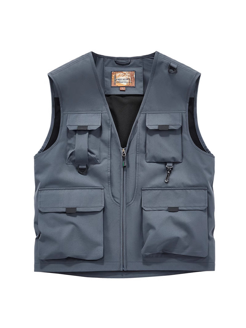 Herren Multifunktionale Utility-Weste mit Mehrfach‑Taschen und robustem Reißverschluss Echoarchiv