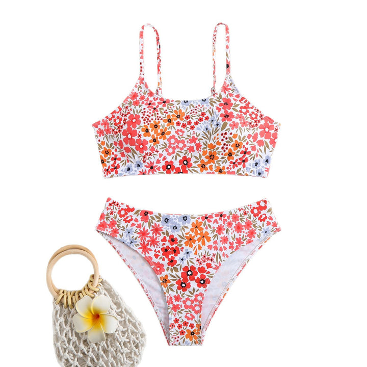 Damen hochgeschnittener Bikini mit floralen Mustern Echo Archiv