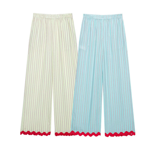 Damen weite Pyjamahose mit elastischem Bund und gewelltem Saum Echo Archiv