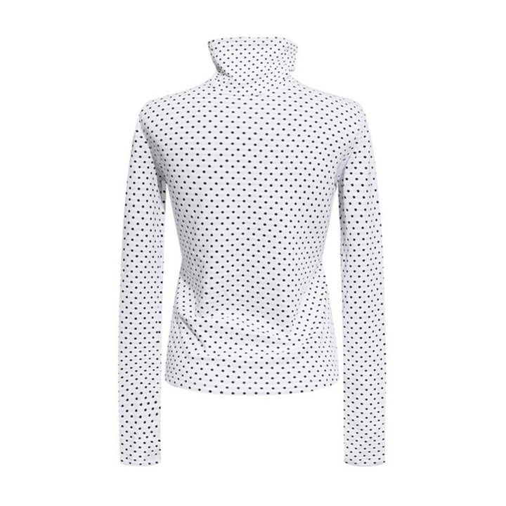 Damen Rollkragen-Feinstrickshirt mit Punktmuster und elastischem Jersey Echoarchiv