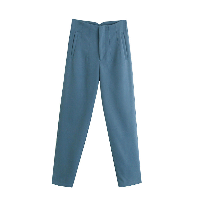 Damen Hochtaillierte tapered Anzughose mit Bügelfalte und Paspeltaschen Echo Archiv