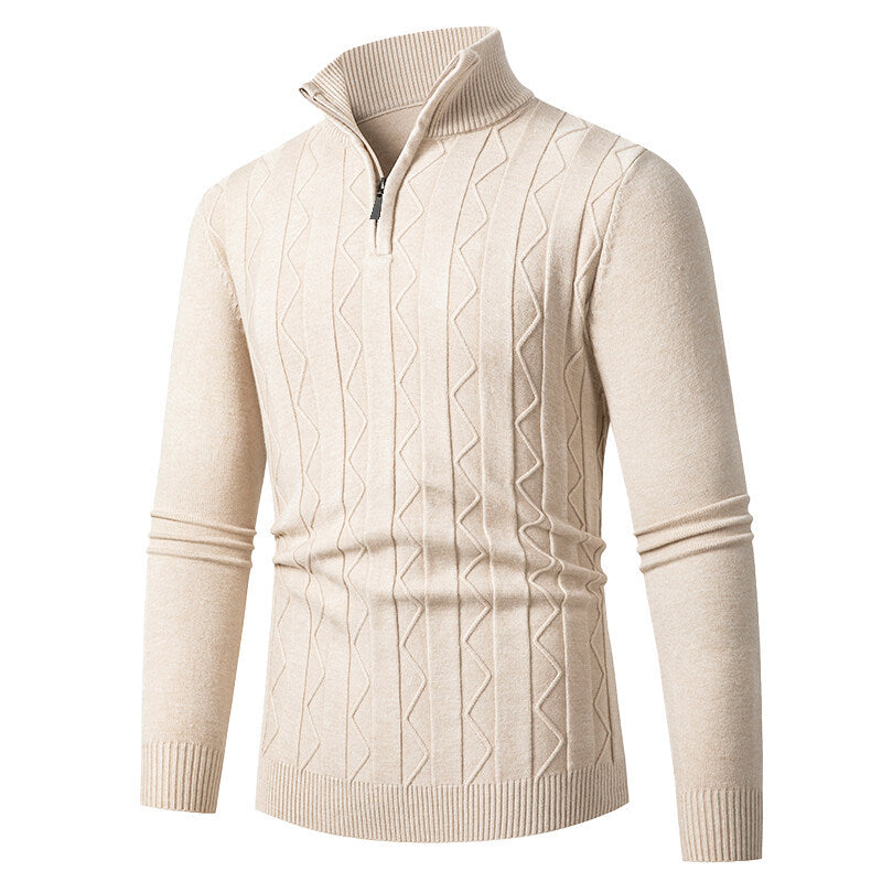 Herren Strickpullover mit stylischem Reißverschluss und Zopfmuster Echoarchiv