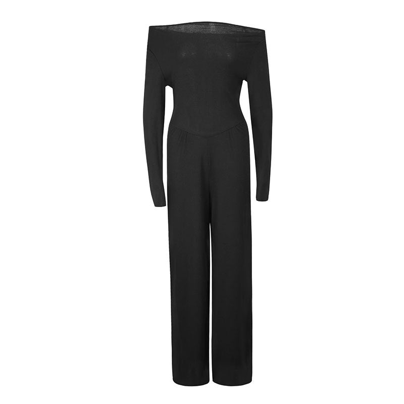 Damen Eleganter Jumpsuit mit Off-Shoulder Design und weitem Bein Echo Archiv
