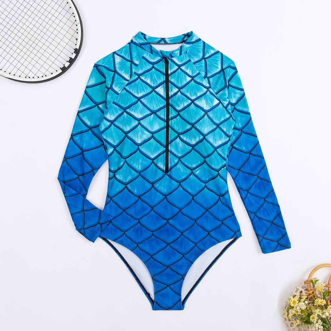 Damen Langarm-Schwimmanzug mit trendigem Fischschuppen-Design Echo Archiv