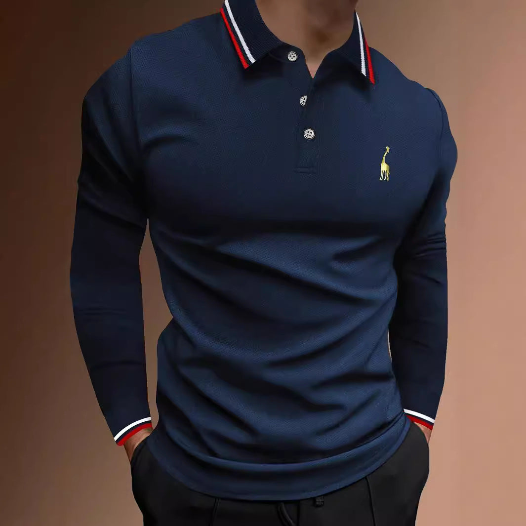 Herren Langarm Poloshirt mit sportivem Kragen und kontrastierenden Bündchen Echoarchiv