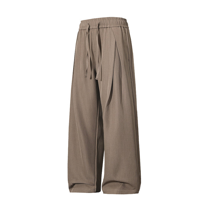 Damen Leichte Leinenoptik Palazzo-Hose mit elastischem Tunnelzugbund und dekorativen Falten Echoarchiv