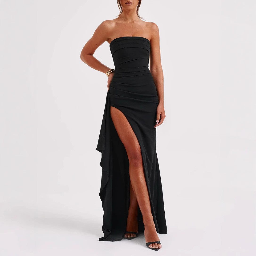 Damen Elegantes trägerloses Abendkleid mit asymmetrischem Schlitz – Élara