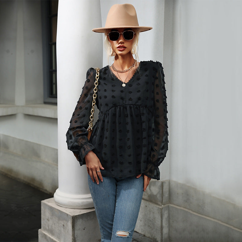 Damen Elegante Chiffonbluse mit Rüschendetails Echo Archiv