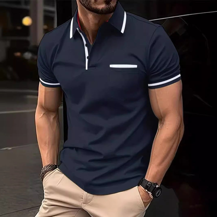 Herren Poloshirt mit kontrastierenden Details und praktischer Brusttasche Echoarchiv