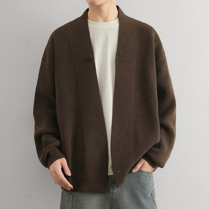 Herren lässige Strickjacke mit offenem Kragen Echoarchiv