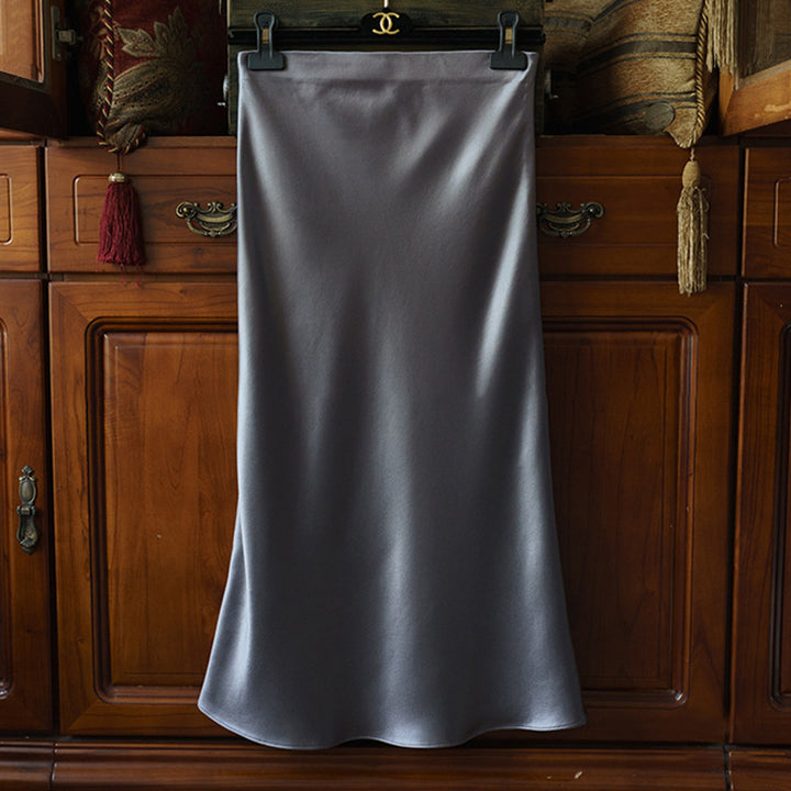 Damen Taillenhoher Midirock aus Satin-Bias mit seidig-glänzendem Fall Echo Archiv