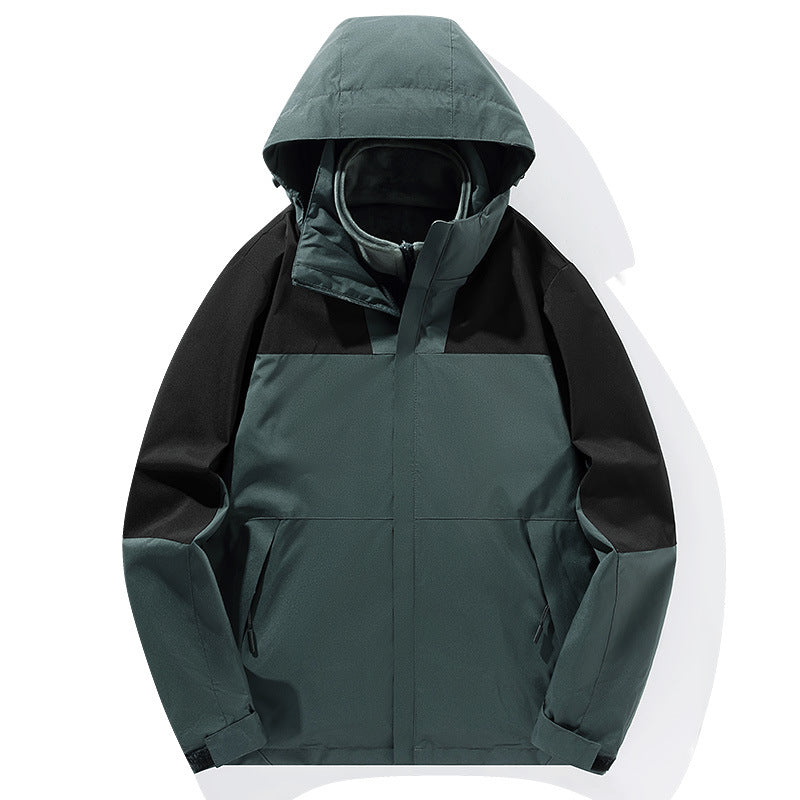 Herren Zwei-Lagen Softshell Trekkingjacke mit fester integrierter Kapuze und fleecegefüttertem Kragen – Taviero