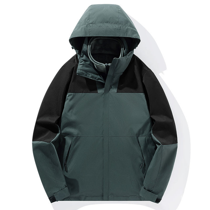 Herren Zwei-Lagen Softshell Trekkingjacke mit fester integrierter Kapuze und fleecegefüttertem Kragen – Taviero