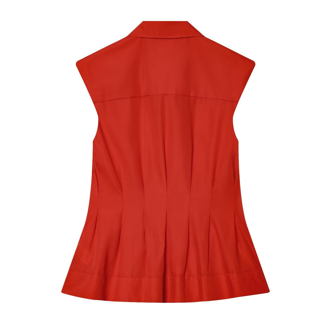 Damen ärmelloses Blusenshirt mit raffinierter Taillierung und elegantem Kragen Echo Archiv