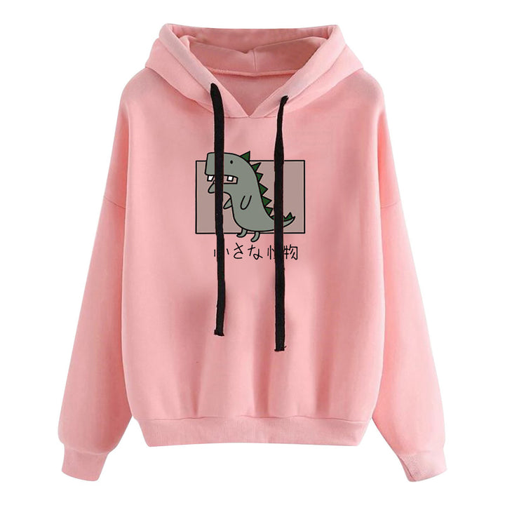 Damen kurz geschnittener Cropped-Kapuzenpullover mit niedlicher Frosch-Illustration und verstellbarer Kapuze – Auréline